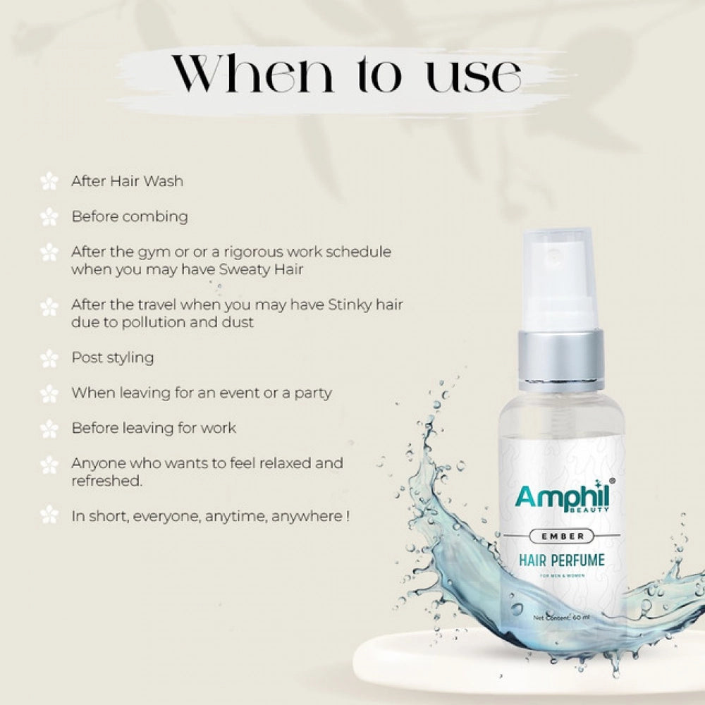 Amphil Ember hair perfume mist spray bottle with water splash effect