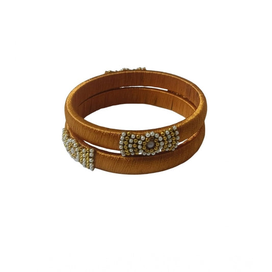 Amfyn Women's Plastic Silk Thread Bangles (Light Brown, Size: 2.1)