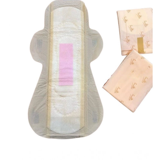 Amfyn Pack of_12 Pcs Cotton Bamboo Sanitary Pads with Wings (White, each pack_6 pads)