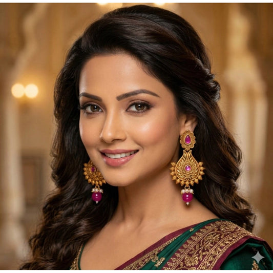Amfyn Women's Zinc Alloy Gold Plated Chandbali Earrings (Multicolor)