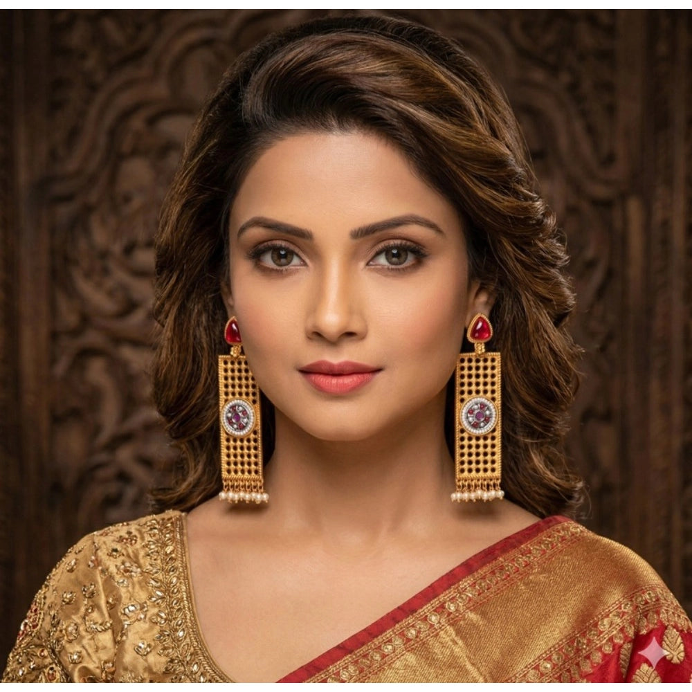 Amfyn Women's Zinc Alloy Gold Plated Dangler Earrings (Multicolor)