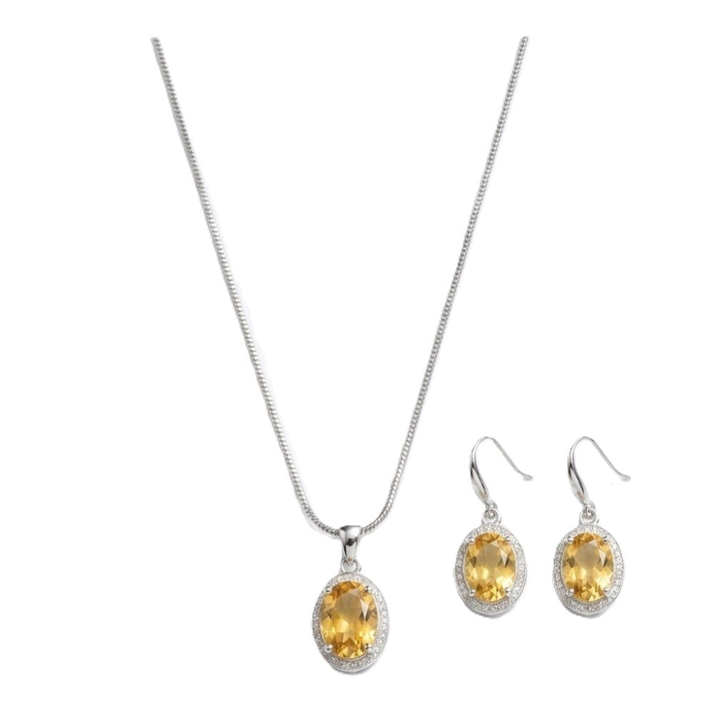 Amfyn Women's Brass Silver Plated Pendant Set (Yellow)
