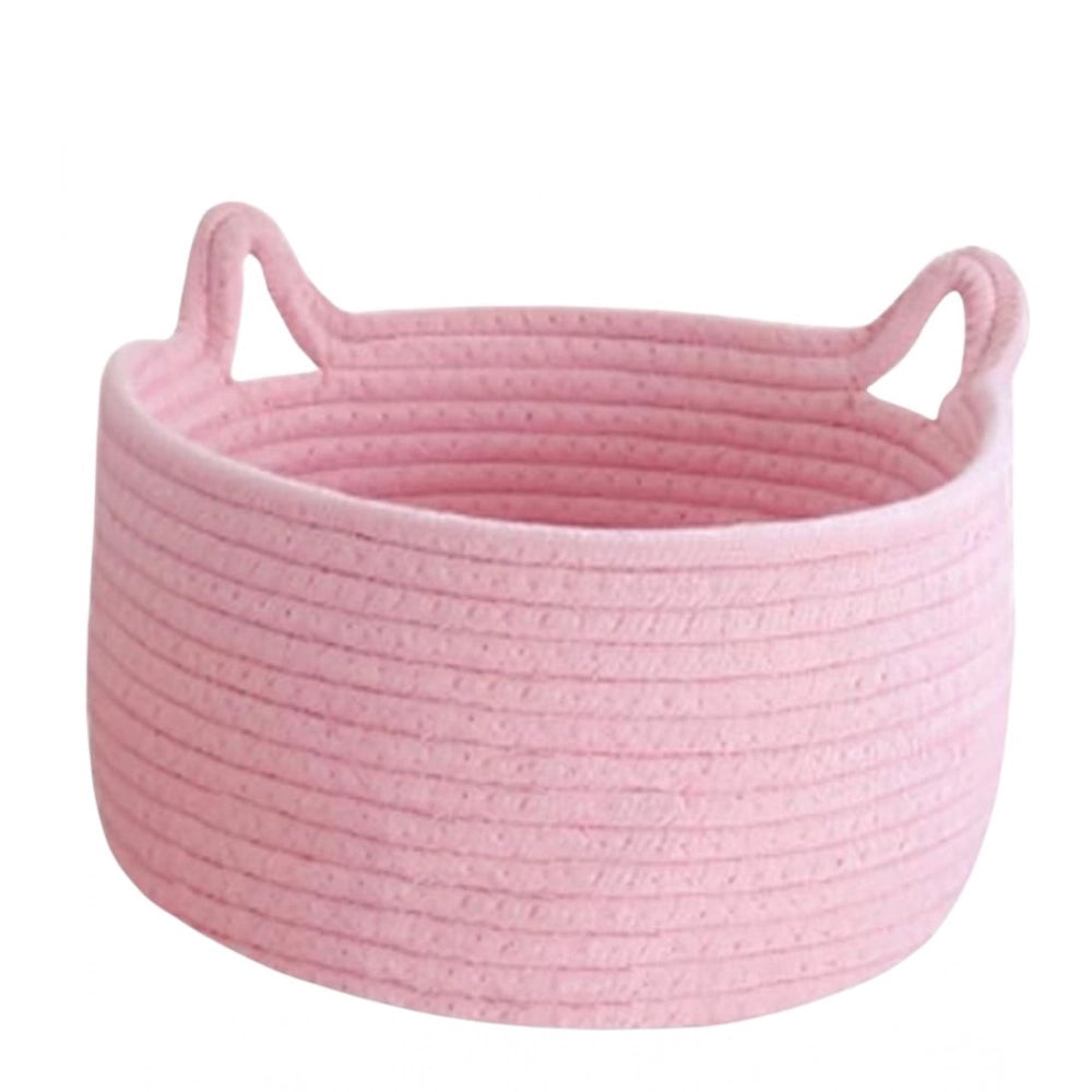 Amfyn Cotton Pack Of_1 Plain Cat Basket 9x5 Inch (Pink)