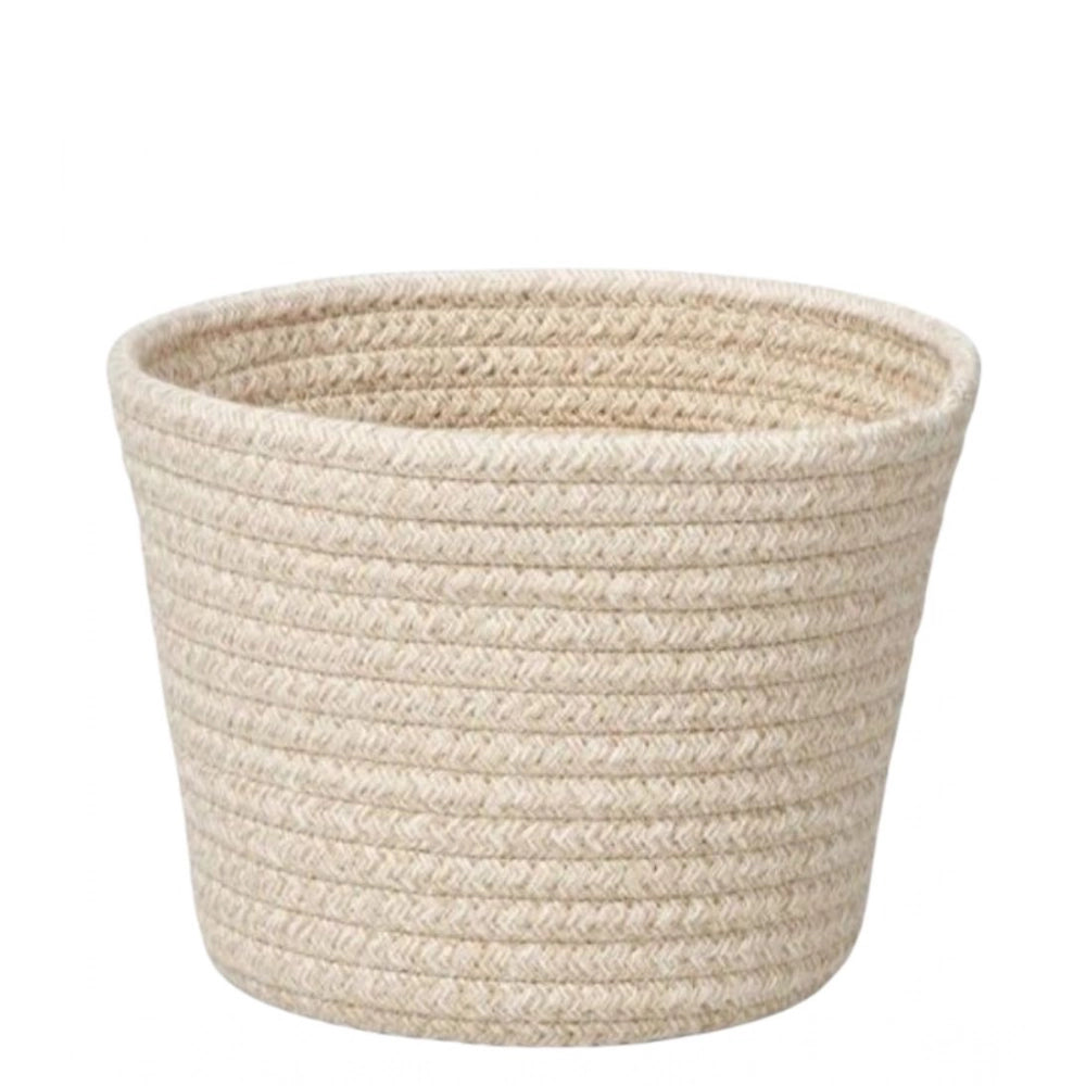 Amfyn Cotton Pack Of_2 White Pen Holder Storage Basket For Clothes (White)