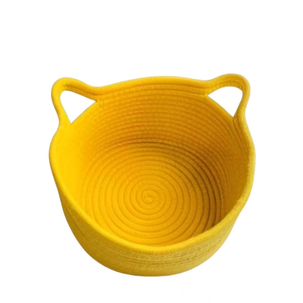 Amfyn Cotton Pack Of_1 Plain Cat Basket 9x5 Inch (Yellow)