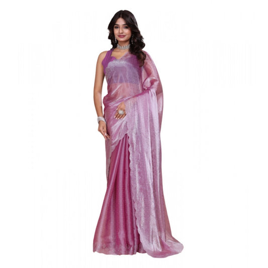 Amfyn Women's Jimmy choo Embellished Bollywood Saree With Unstitched Blouse 5.5Mtr (Magenta)