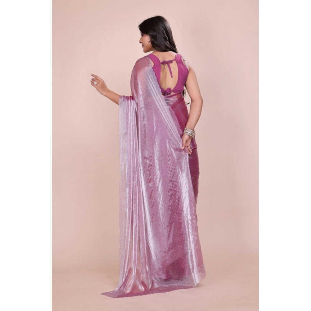 Amfyn Women's Jimmy choo Embellished Bollywood Saree With Unstitched Blouse 5.5Mtr (Magenta)