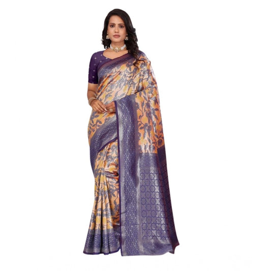 Amfyn Women's Silk Embroidred Saree With Unstitched Blouse 5.5Mtr (Dark Green)