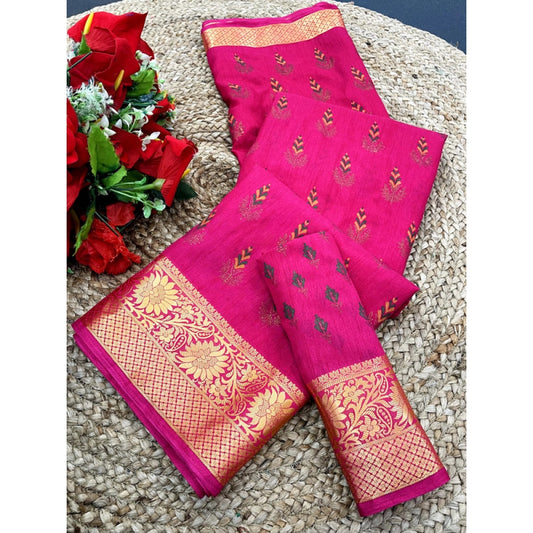 Amfyn Women's Digital Dolla Silk Printed Saree With Unstitched Blouse 5.5Mtr (Pink)