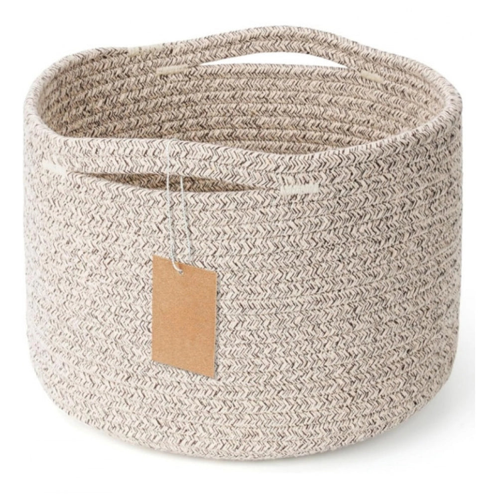 Amfyn Cotton Kidi 9x7 Inch Pack of 3 Storage Basket For Clothes (Light Brown)