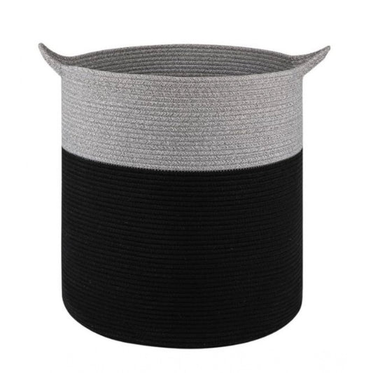 Amfyn Cotton 12x14 Inch- 1 Pcs Storage Basket For Clothes (Gray-Black)