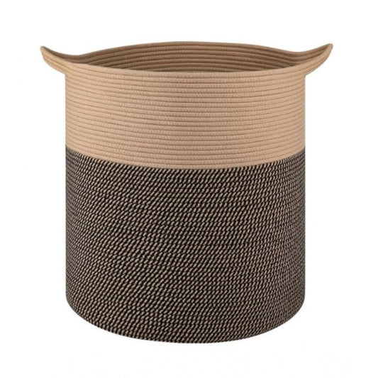 Amfyn Cotton 12x14 Inch -Storage Basket For Clothes (Dark Brown)