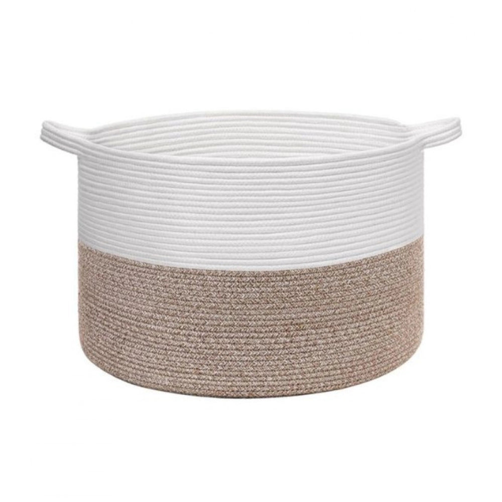 Amfyn Cotton Kidi- 16x14 Inch Pack of 1 Storage Basket For Clothes (Kidi-White)