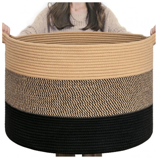 Amfyn Cotton Mix 16x14 Inch Pack of 1 Storage Basket For Clothes (Multicolor)