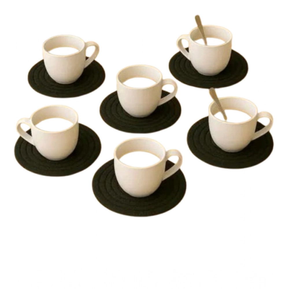 Amfyn Cotton 6 Pcs Set Tea Coaster 6 Pcs Set (Black)