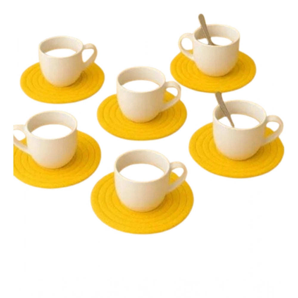 Amfyn Cotton 6 Pcs Set Tea Coaster 6 Pcs Set (Yellow)