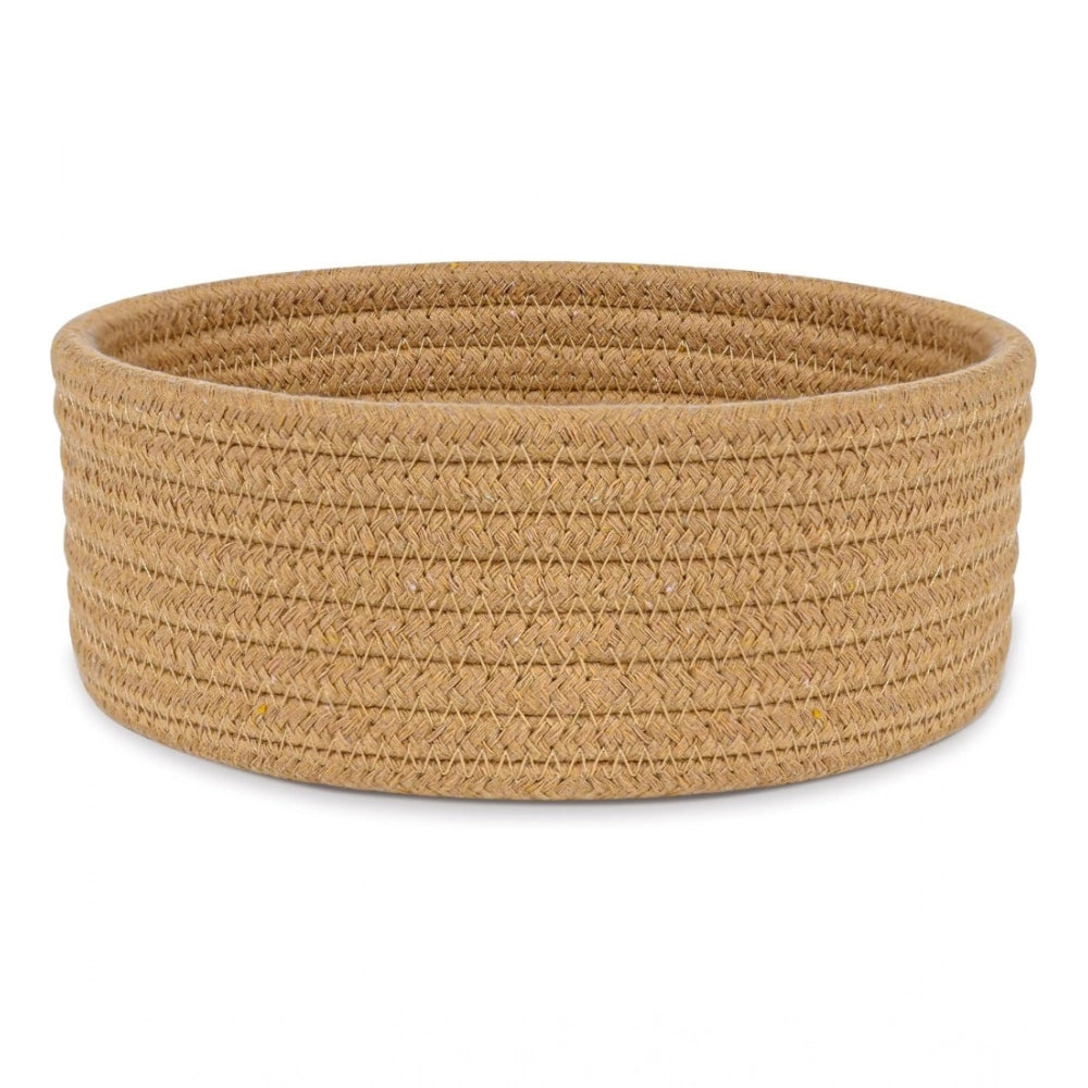 Amfyn Cotton 8x3 Inch Round 1 Pcs Bedside Organizer (Beige)