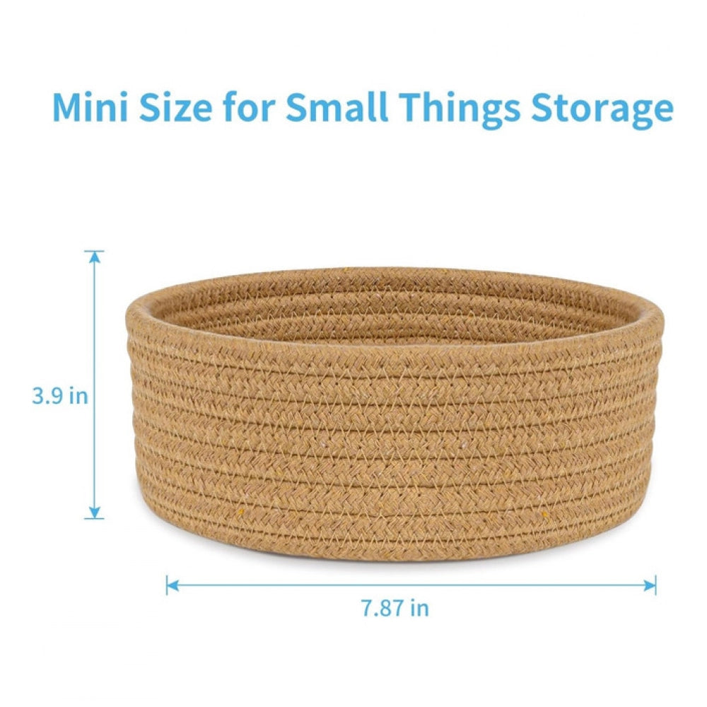Amfyn Cotton 8x3 Inch Round 1 Pcs Bedside Organizer (Beige)