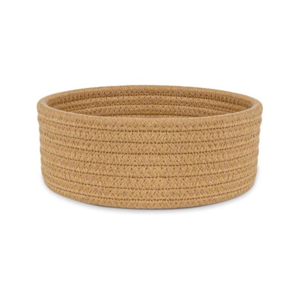 Amfyn Cotton 8x3 Inch Round 1 Pcs Bedside Organizer (Beige)