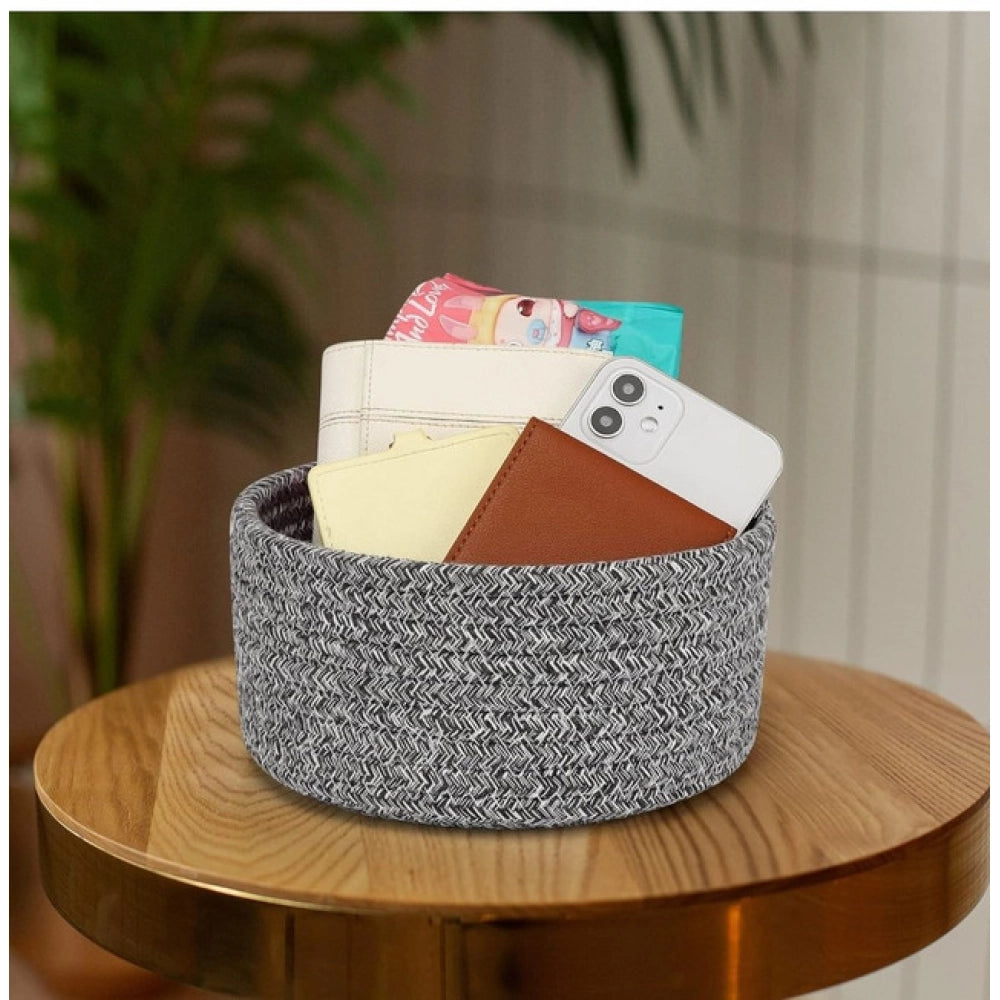 Amfyn Cotton 8x3 Inch Kidi Round 1 Pcs Bedside Organizer (Black)