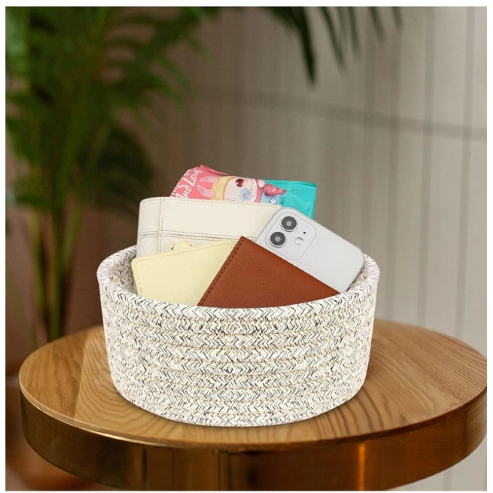 Amfyn Cotton 8x3 Inch Kidi Round 1 Pcs Bedside Organizer (Brown)
