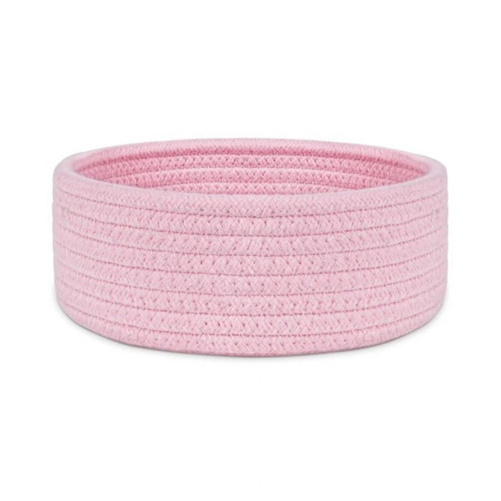 Amfyn Cotton 8x3 Inch Round 1 Pcs Bedside Organizer (Pink)