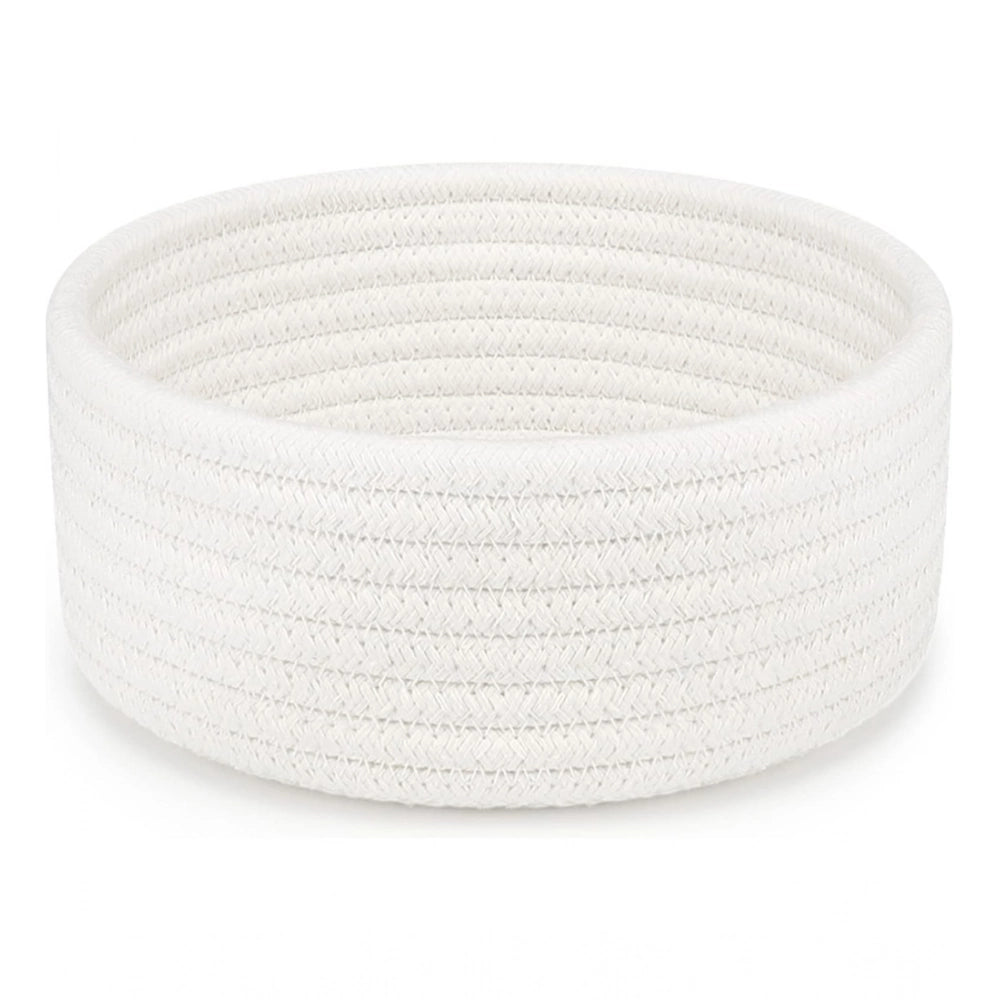 Amfyn Cotton 8x3 Inch Round 1 Pcs Bedside Organizer (White)