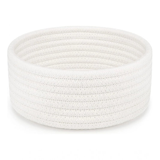 Amfyn Cotton 8x3 Inch Round 1 Pcs Bedside Organizer (White)