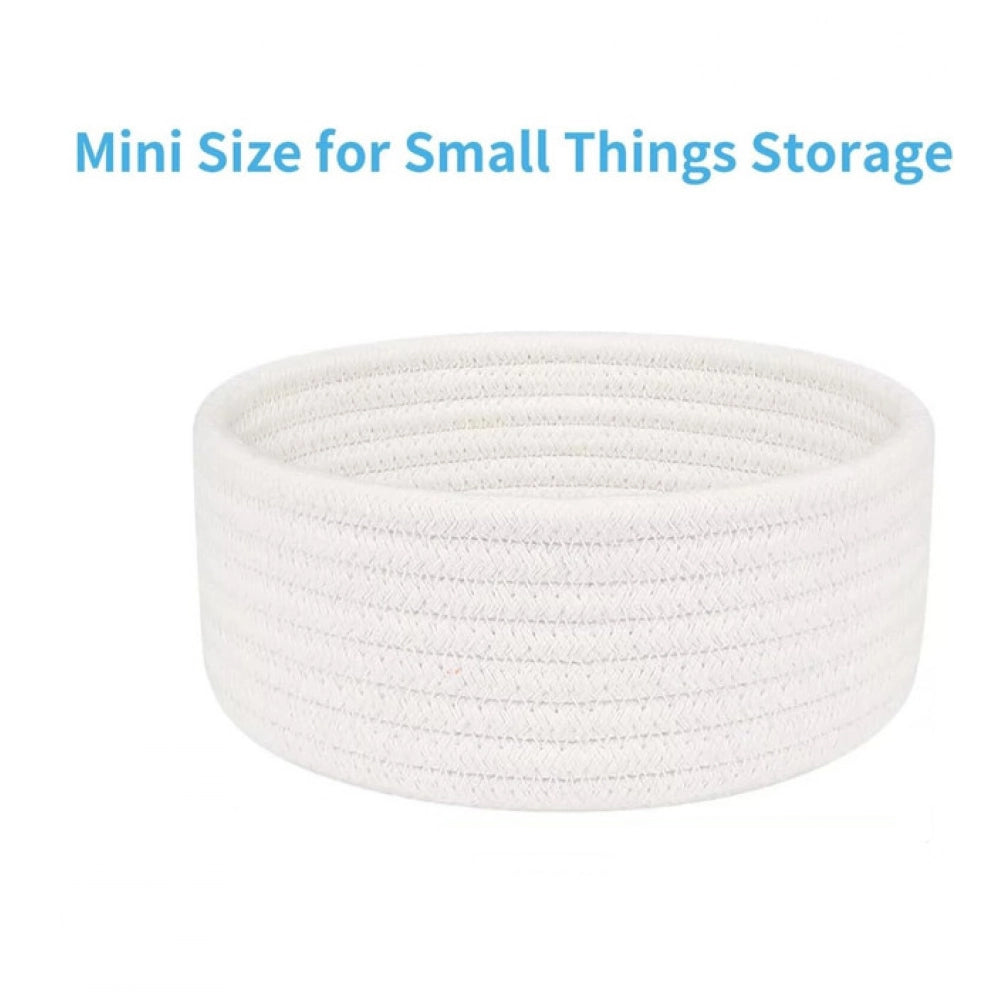 Amfyn Cotton 8x3 Inch Round 1 Pcs Bedside Organizer (White)
