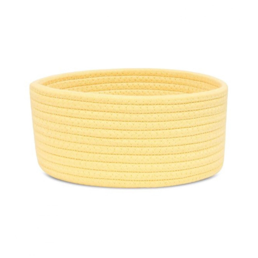 Amfyn Cotton 8x3 Inch Round 1 Pcs Bedside Organizer (Yellow)