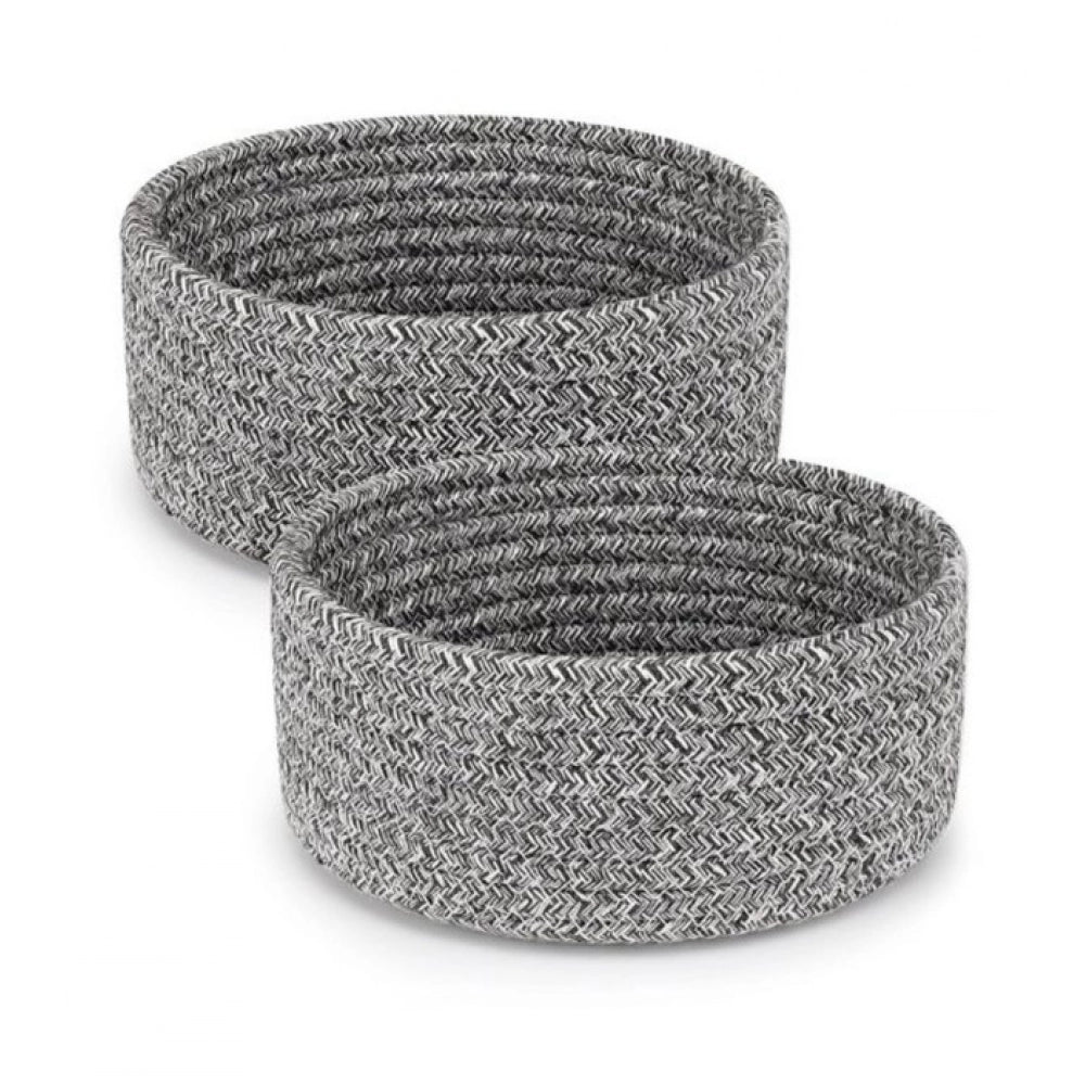 Amfyn Cotton 8x3 Inch Kidi Round 2 Set Bedside Organizer (Black)