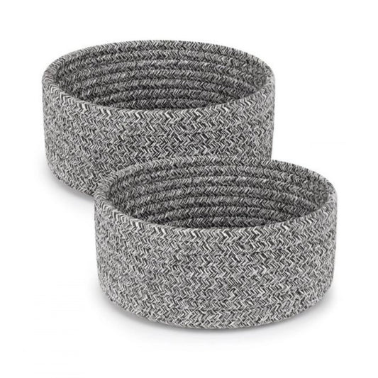 Amfyn Cotton 8x3 Inch Kidi Round 2 Set Bedside Organizer (Black)