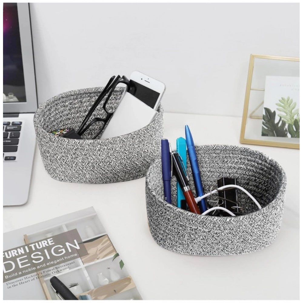 Amfyn Cotton 8x3 Inch Kidi Round 2 Set Bedside Organizer (Black)