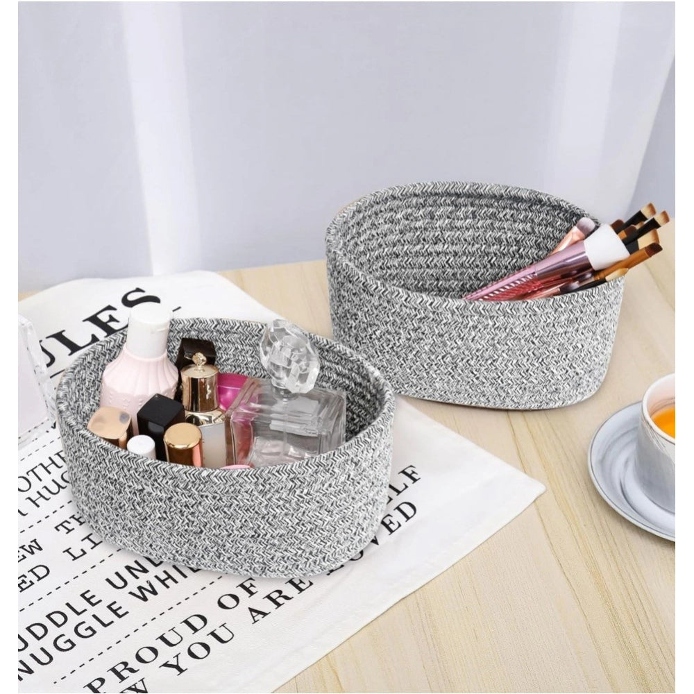 Amfyn Cotton 8x3 Inch Kidi Round 2 Set Bedside Organizer (Black)