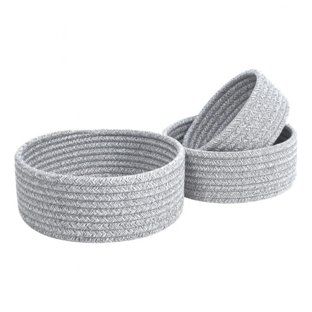 Amfyn Cotton 8x3 Inch Kidi Round 3 Set Bedside Organizer (Gray)