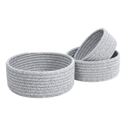 Amfyn Cotton 8x3 Inch Kidi Round 3 Set Bedside Organizer (Gray)