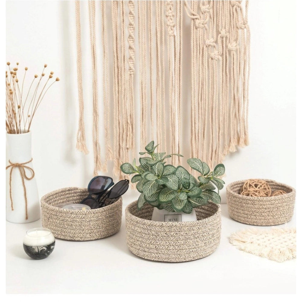 Amfyn Cotton 8x3 Inch Kidi Round 3 Set Bedside Organizer (Kidi)