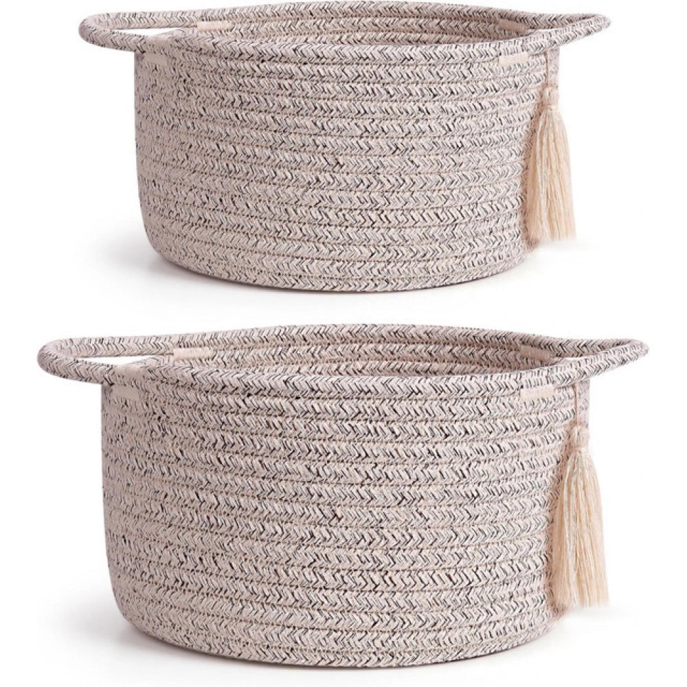 Amfyn Cotton 8x4 Inch Round 2 Set Kidi With Jhalar Bedside Organizer (Kidi)