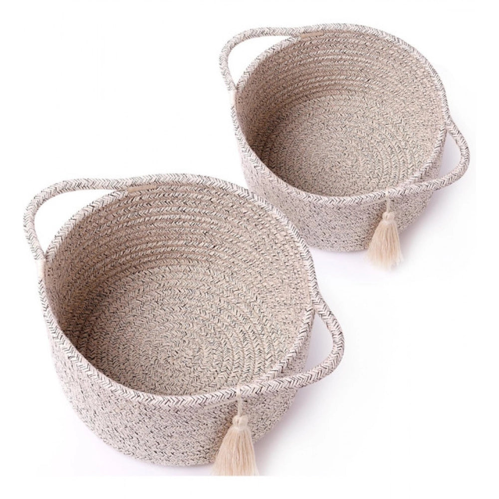 Amfyn Cotton 8x4 Inch Round 2 Set Kidi With Jhalar Bedside Organizer (Kidi)