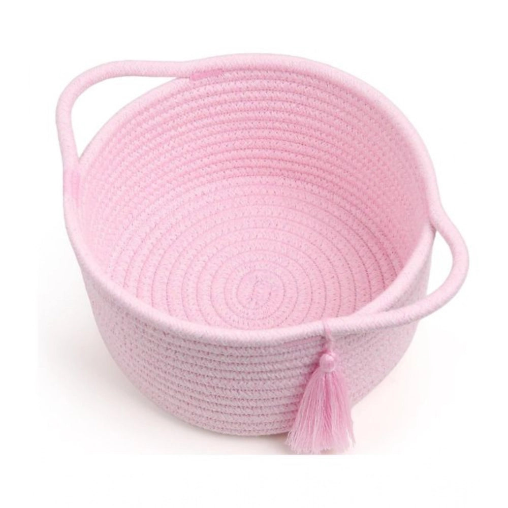 Amfyn Cotton 8x4 Inch Round 2 Set With Jhalar Bedside Organizer (Pink)