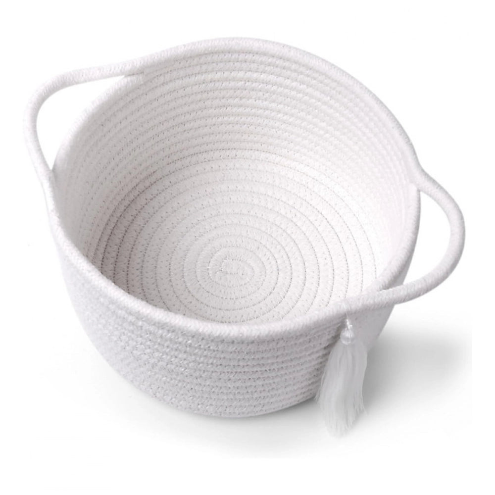 Amfyn Cotton 8x4 Inch Round 2 Set With Jhalar Bedside Organizer (White)