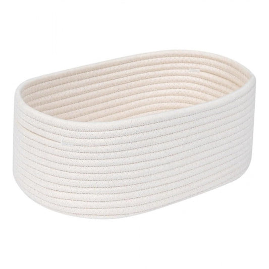 Amfyn Cotton Oval 10x7x5 Inch Bedside Organizer (White)