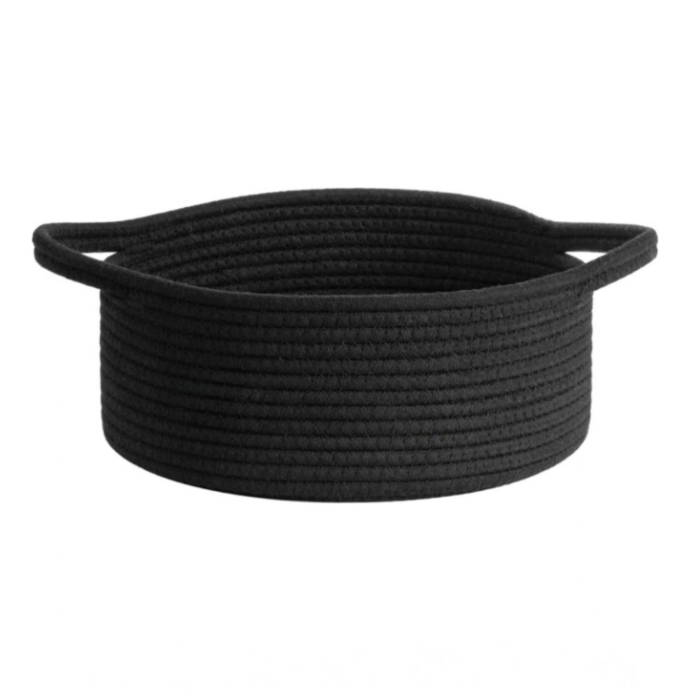 Amfyn Cotton 8x3 Inch Round Bedside Organizer (Black)