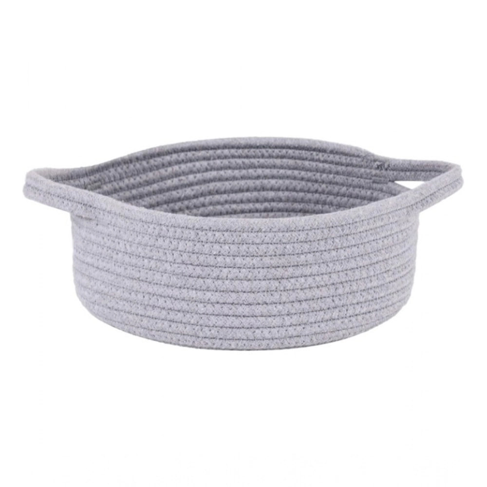 Amfyn Cotton 8x3 Inch Round Bedside Organizer (Gray)