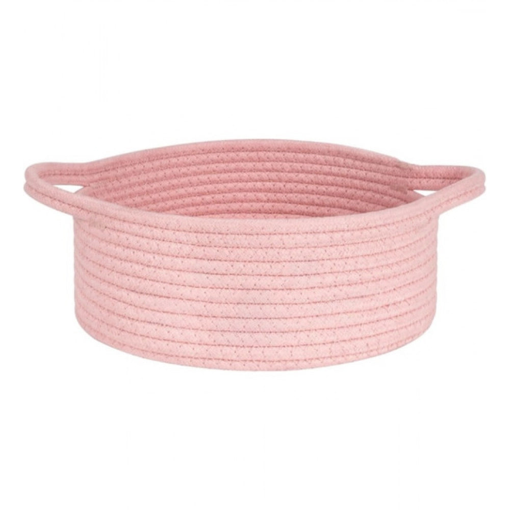 Amfyn Cotton 8x3 Inch Round Bedside Organizer (Pink)