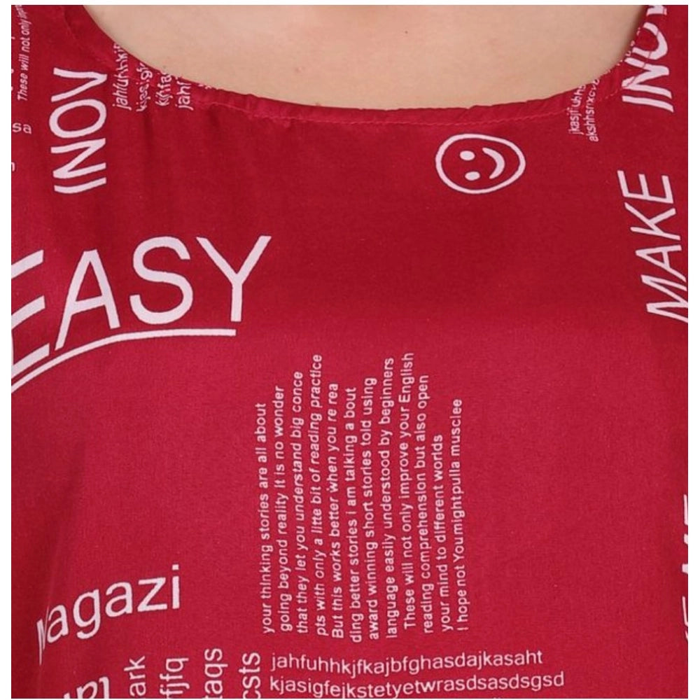 Amfyn  Women's Casual Crepe Sleeveless Slit Dress (Maroon)