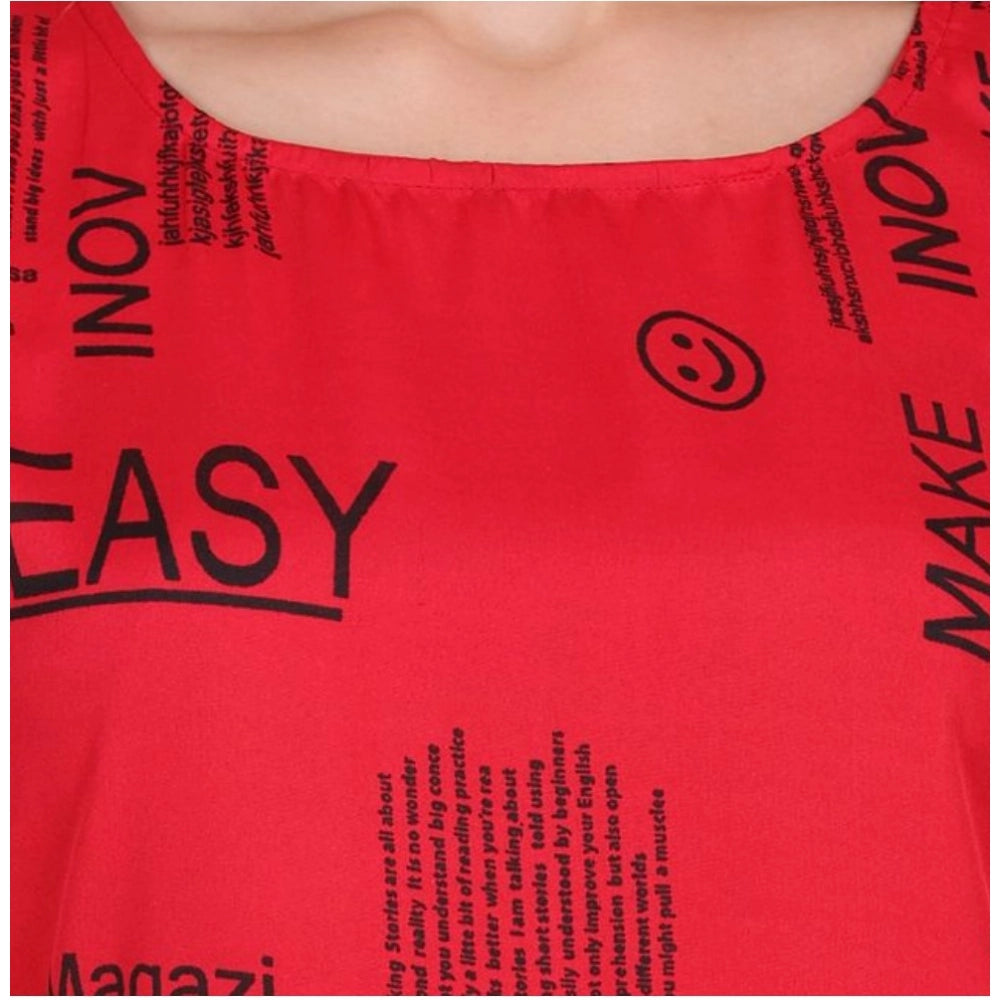 Amfyn  Women's Casual Crepe Sleeveless Slit Dress (Red)