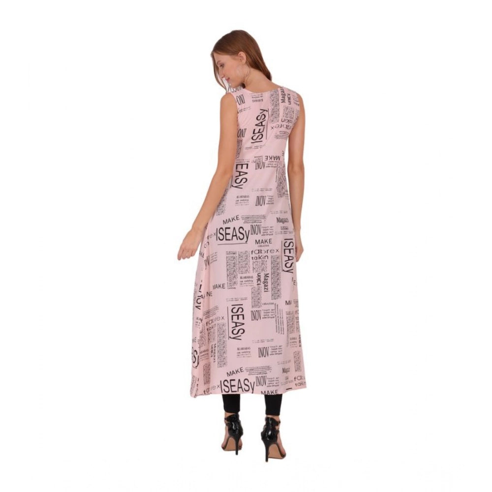 Amfyn  Women's Casual Crepe Sleeveless Slit Dress (Light Pink)