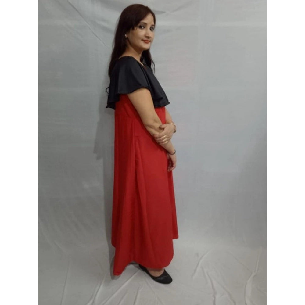 Amfyn  Women's Casual Crepe Cape Sleeve Dress (Black)