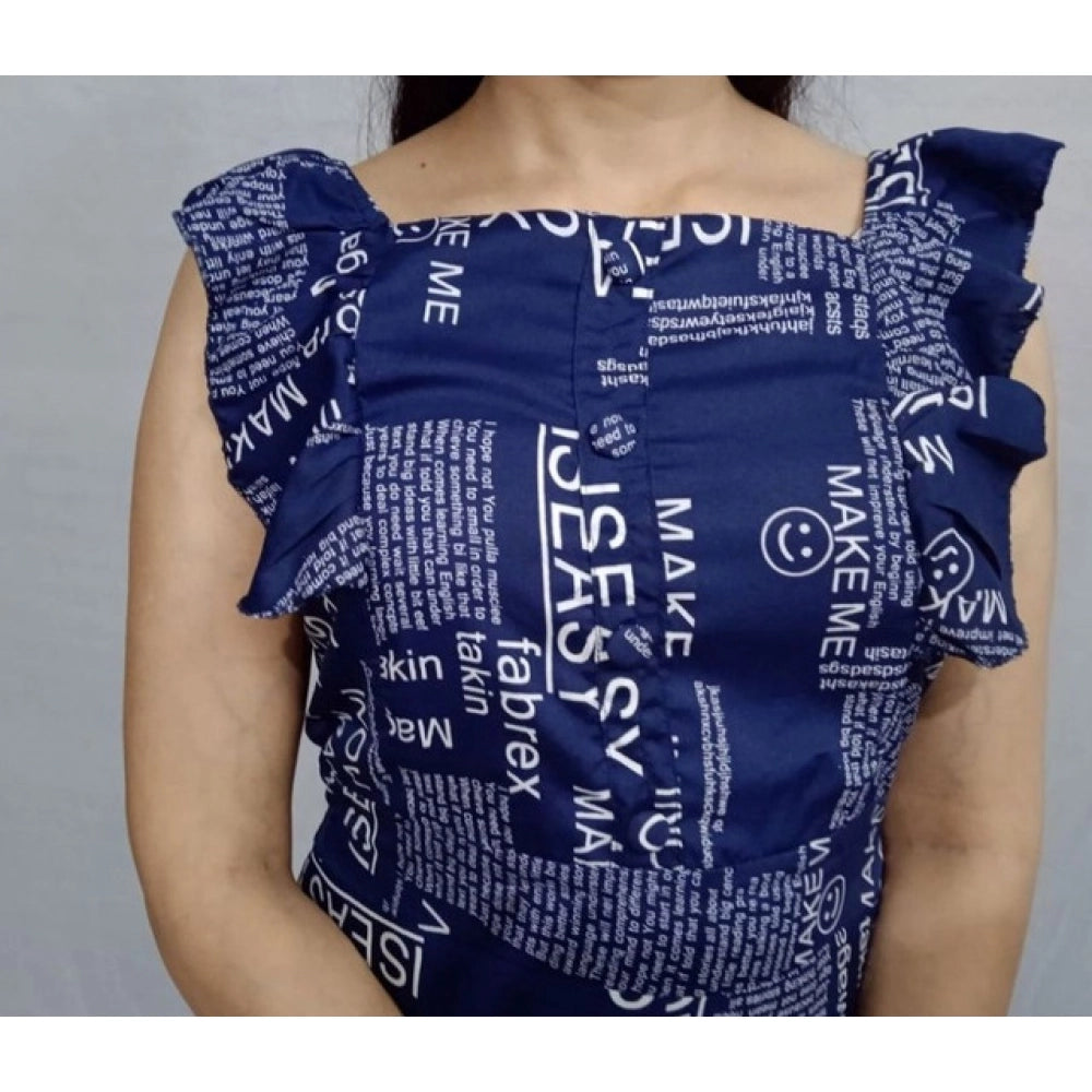 Amfyn  Women's Casual Crepe Sleeveless Dress (Blue)